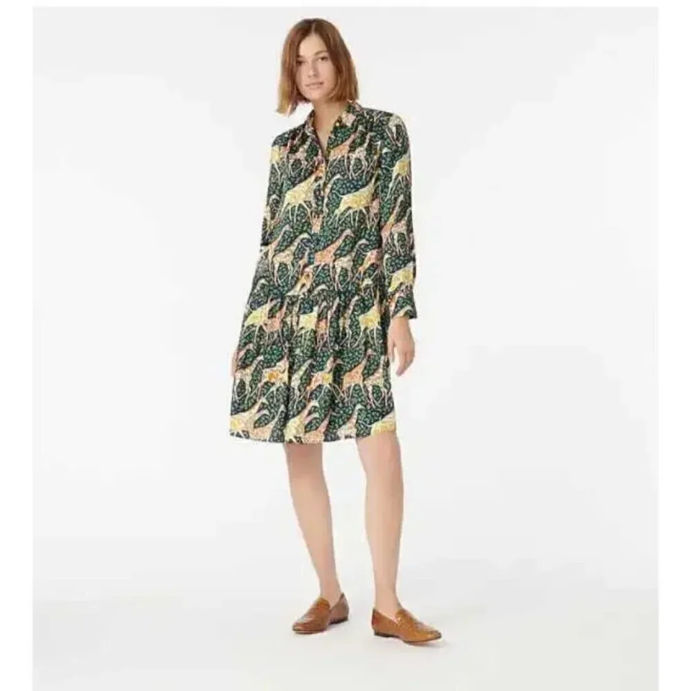 💕J.CREW💕 Shirtdress ~ Giraffes Print XXS NWOT
